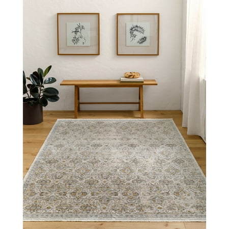 Becki Owens x Surya Margaret Damask Area Rug ,7'10" x 10', Gray