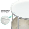 thumbnail image 3 of Round End Side Table, Sofa Side Snack Table with Fabric Storage Basket, Small bed Nightstand for Living Room Bedroom,White, 3 of 10