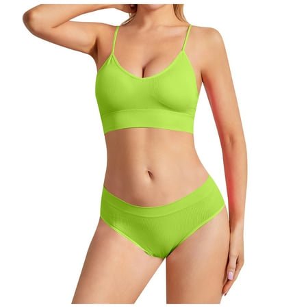 No Steel Ring Suspender Bra Seamless Large Size Bottom Large Backless Gathered Bra Beautiful Back Triangle Pants Set Bras Sets for Women Plus Size Roleplay Women Bras Sets Exposed Nipple Green M
