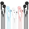 thumbnail image 1 of Auriculares HNEE con cable y micrófono, 5 paquetes para iPhone y Android, 1 of 7