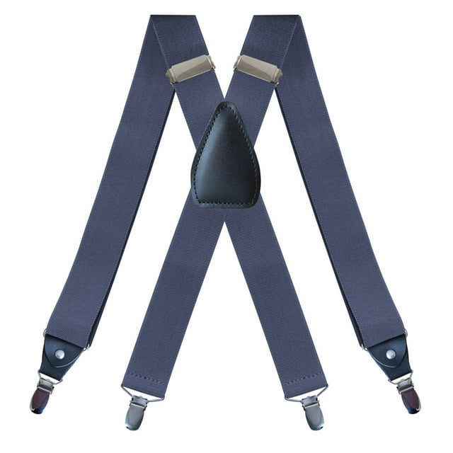 Bretelles pour Hommes Bretelles Élastiques Solides Usage Intensif 4 Pinces Réglables Unisexe Denim