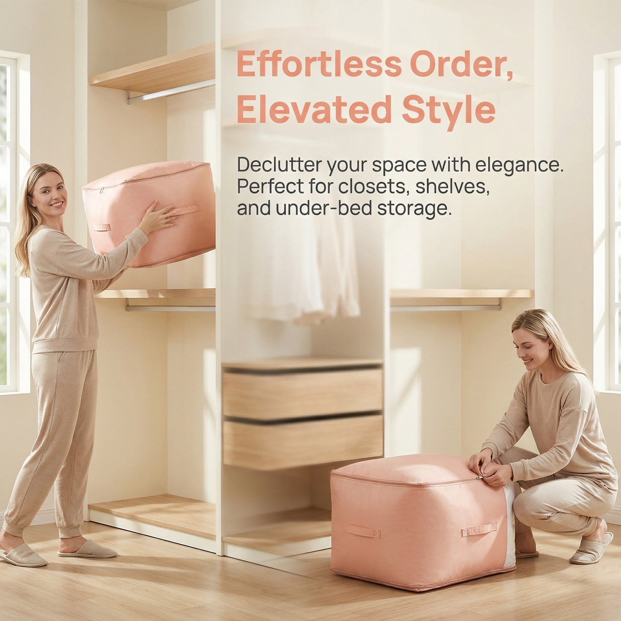 Unique Bargains 1Pc Clothes Expandable Storage Bag Pink 21.3*16.5*23.6in