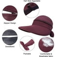 thumbnail image 5 of Women Sun Hat for Outdoor UV Protection, Wide Brim Sun Hat Ponytail, Convertible Zip-Off Beach Hat Visor, 5 of 6