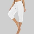 thumbnail image 2 of zbxnLI Women's Capri Pants Stretch High Waist Drawstring Joggers Lounge Capris Sweatpants with Pockets, 2 of 6