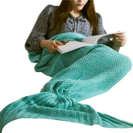 Luckyauction Mermaid Blanket For All Season Super Soft Fish Tail Sleeping Bags for Kids Adult, Green,