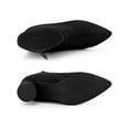 thumbnail image 4 of BLISSFUL STEP Women's Pointy Toe Side Zip Block Heel Ankle Boots Black 8, 4 of 7
