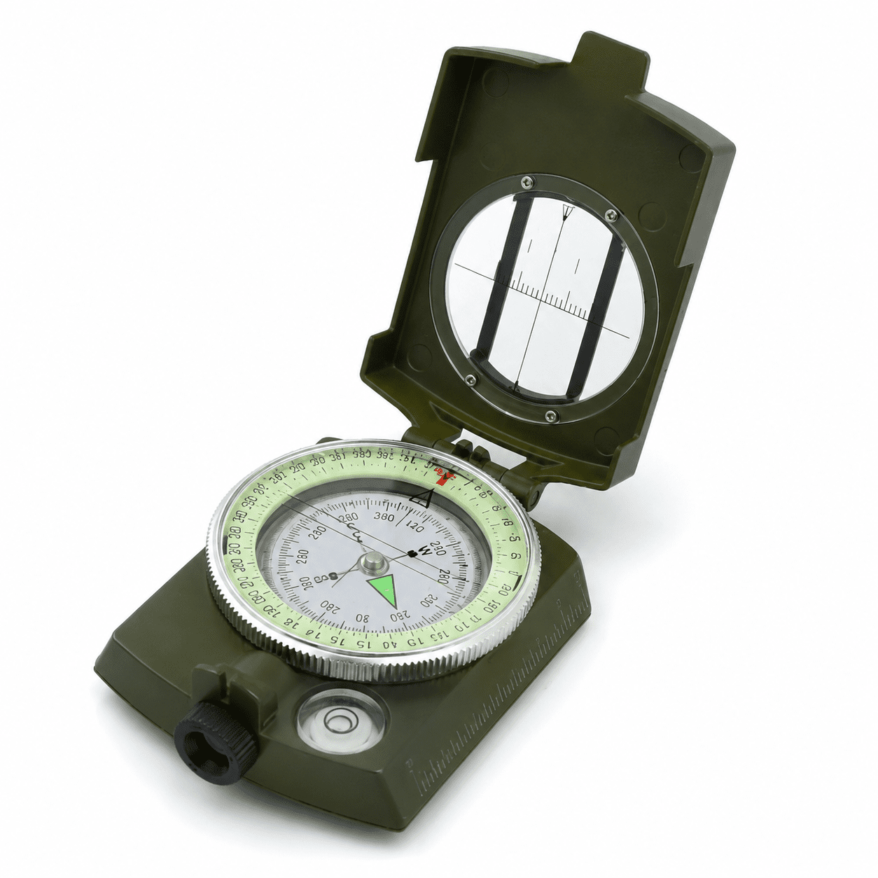 Lensatic Compass for Hiking & Camping, Luminous Outdoor Navigation Compass with Sighting Lens, Folding Portable Direction Finder for Backpacking, Orienteering & Travel