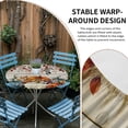 thumbnail image 2 of Vintage Orange Blue Fall Round Tablecloth for 45-54 Inch Tables,Fitted Table Cover with Elastic Edge,Thanksgiving Maple Leaf Pumpkins Vintage Waterproof Outdoor Table Cloth Protector for Patio Dinner, 2 of 9