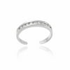 Women's Sterling Silver with Channel Set Cubic Zirconia Toe Ring