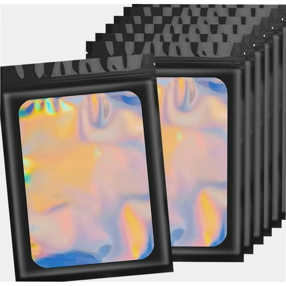 10.5x10cm 50 Grip Foil Ziplock Bags, Black Small Clear Plastic Bags, Resealable Storage Pouches, Poly Zip Lock Bags, Perfect for Kitchen Storage, Jewellery, Diamond Painting, Small Cookies and Sweets