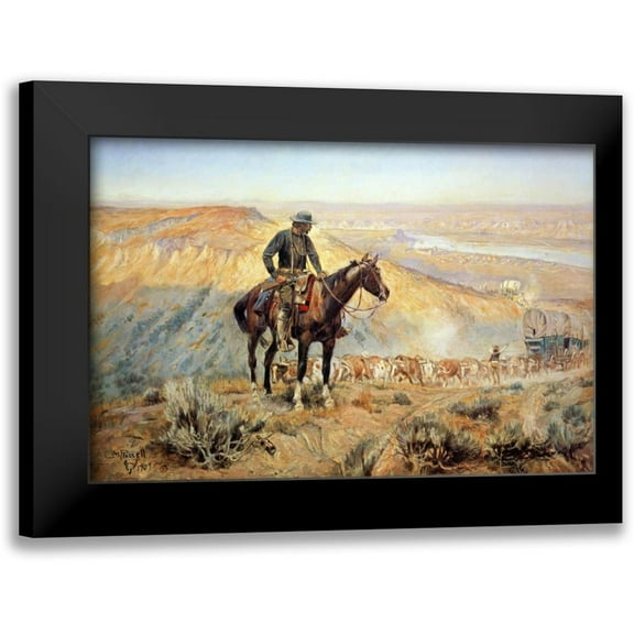 Russell, Charles M. 14x11 Black Modern Framed Museum Art Print Titled - The Wagon Boss