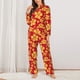 thumbnail image 2 of Balery Red Vintage Flowers Conjunto de Pijama con Estampado para Mujer, Conjunto de Dos Piezas con Manga Larga, Ropa de Dormir Suave con Bolsillos, Pijamas Cómodos-Small, 2 of 7