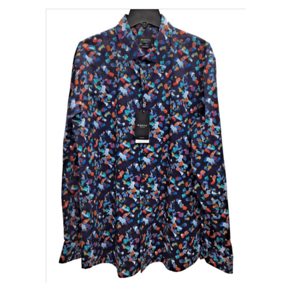 $199 Bugatchi Uomo Men's, Strokes of Color Sport Shirt, Multi, XL