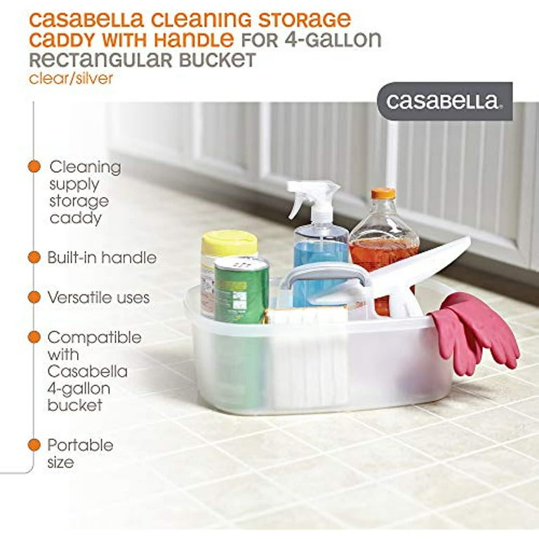 Casabella Plastic Multipurpose Cleaning Storage Caddy With Handle,  1.5-Gallon, Clear 