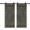 thumbnail image 3 of ISLIFE  76 in x 84 in K Style Finished  Solid Wood Sliding Barn Door With Installation Hardware Kit (Smoky Gray), 3 of 5