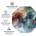 thumbnail image 3 of Honeii Ink Style Wave Dragon print Leather Coaster Set of 4, ideal for safeguarding your furniture from drinks spills and effortless cleanup-Octagon, 3 of 6