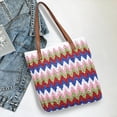 thumbnail image 6 of MMJ Wavy Striped Straw Handbag Summer Beach Tote Woven Shoulder Bag for Vacation Casual Travel 13.39x10.63x3.15in, 6 of 6