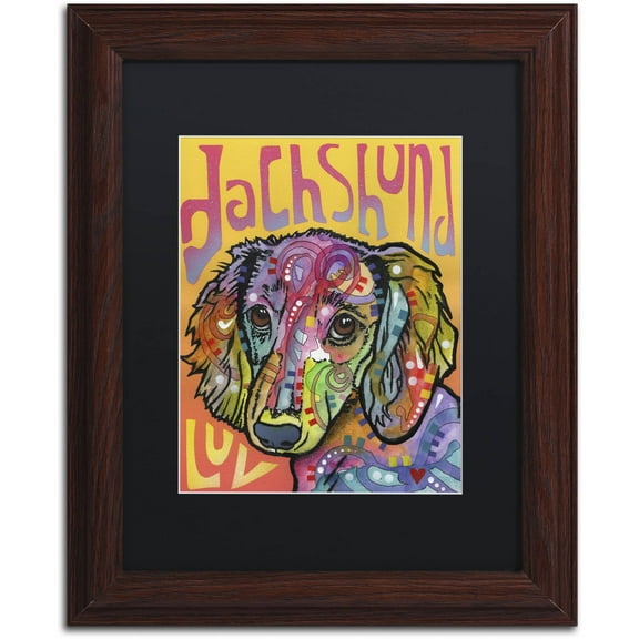 Trademark Fine Art 'Dachshund Love' Canvas Art by Dean Russo, Black Matte, Wood Frame