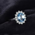 thumbnail image 2 of Divine Creation 925 Sterling Silver 2.00 Ct Oval Cut Blue Topaz Wedding Engagement Halo Ring 14K White Gold Plated For Women's -10, 2 of 3