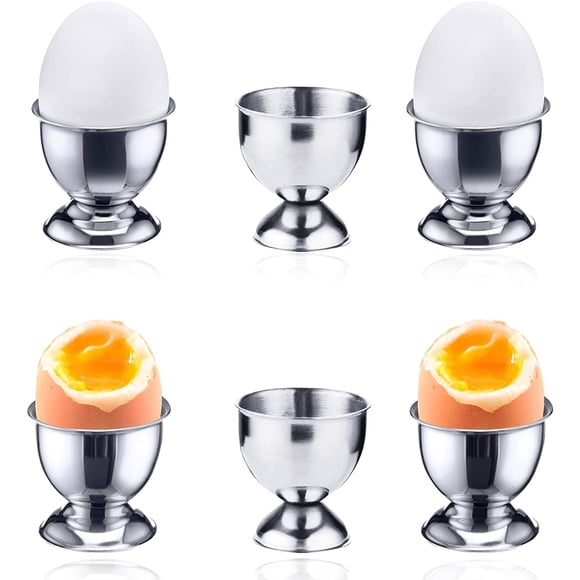 Jinsinto Stainless Steel Egg Cups, 6 Pieces Egg Cup Holder for Breakfast Tray, Egg Holder Set,