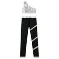 thumbnail image 4 of Yartina Kids Girls Traacksuit Sport Suit Metallic One Shoulder Crop Vest with Stripes Leggings Silver 14, 4 of 5