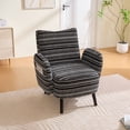 thumbnail image 2 of S-HOME Modern Style Armchair in Boucle Fabric with Side Storage Pocket and Solid Wood Legs for Living Room Office Reading Chair, Black, 2 of 18