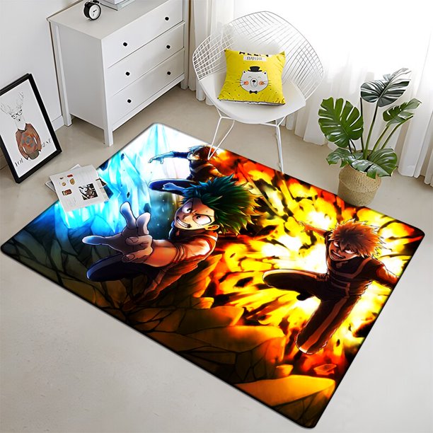 Hermosa alfombra de pintura negra Anime My Hero para sala de estar, área grande, decoración suave para el hogar, alfombra de Picnic bohemia880x140cm (31x55 pulgadas)80x140cm (31x55 pulgadas) zhangyuxiang unisex