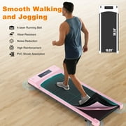 Adnoom Under Desk Treadmill,2.5HP Installation-Free Slim Flat Compact Treadmill,Electric Quiet Walking Treadmill with LED Display and Wireless Remote Control for Home/Office (pink)