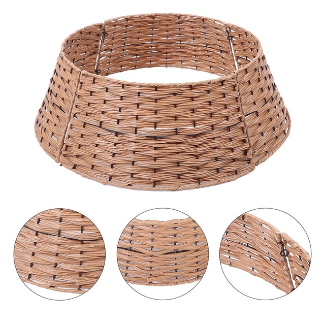 Minkissy 1Pcs Tree Skirt Plastic Circular Fence Light Brown 65.00X65.00X21.00In Tree Decoration