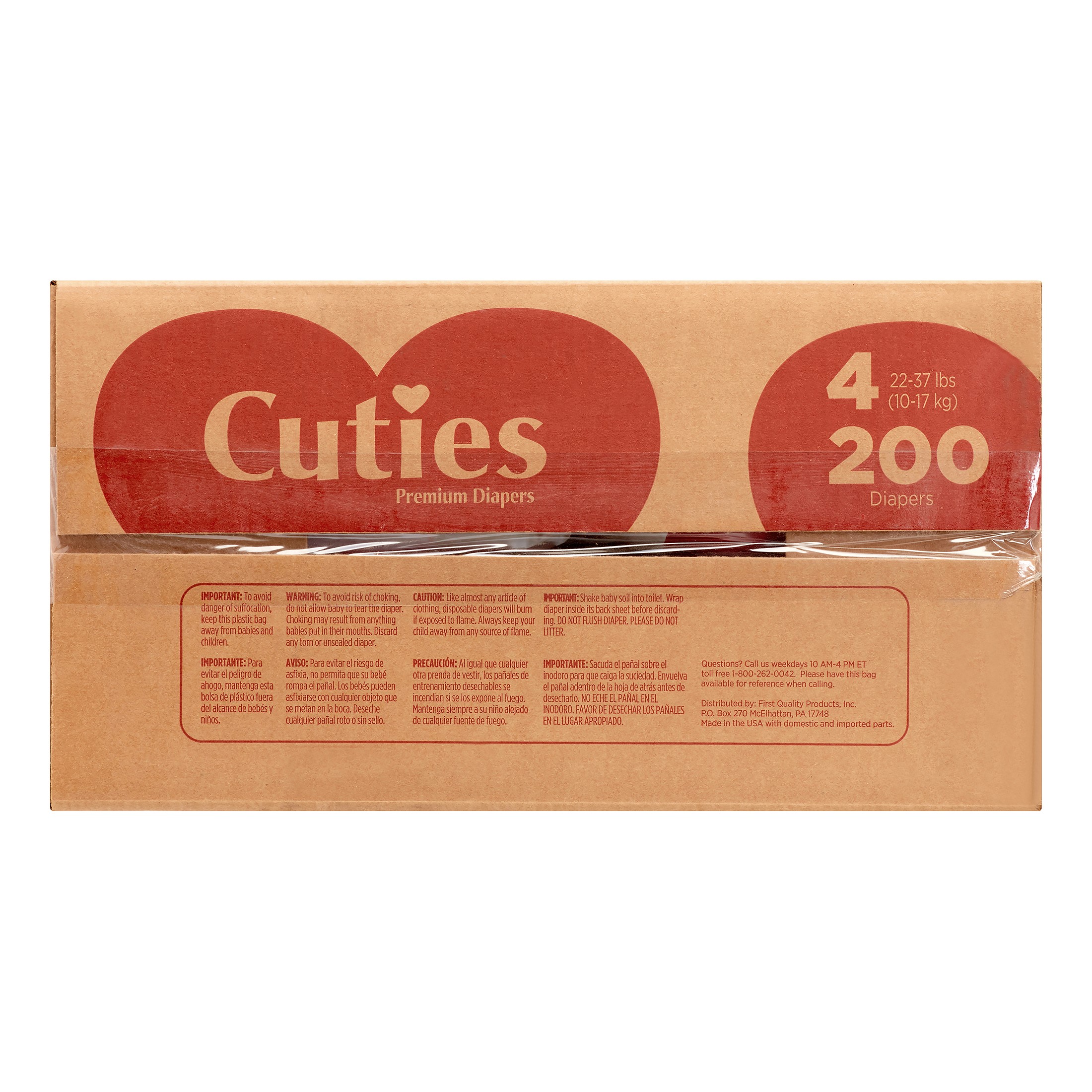 Cuties Baby Diapers, Size 4, 200 Diapers