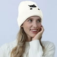 thumbnail image 2 of BAVACE White Cat Beanie Hat for Women Men Thick Knitted Cuffed Skull Cap Winter Cute Stuff Accessories Birthday Valentines Day Decoration Gifts Girlfriend Boyfriend Wife Husband Teen Age Ideas, 2 of 6