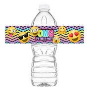 Fêtes POP Emballages de bouteilles Emoji - 20 étiquettes de bouteilles d'eau Emoji - Décorations Emoji - Fabriqué aux États-Unis