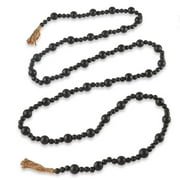 Holiday Time Black Wood Bead Garland with Tassels, 9'