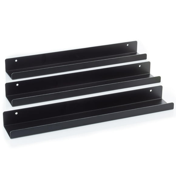 Estantería de vinilo para discos MÖNKE VRS2M, 3 estantes de metal, color negro