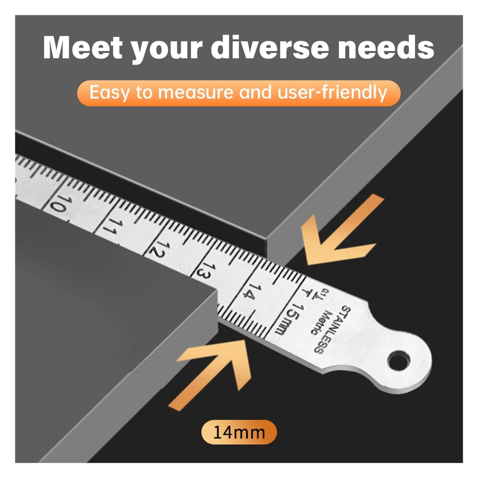 1PC Taper Gauge Feeler 1-15mm Stainless Steel Gap Hole Measuring Tool Double Side Wedge Aperture Scale ,Corrosion-Resistant