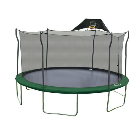 Propel 15' Round Trampoline with Safety Enclosure and Basketball Hoop