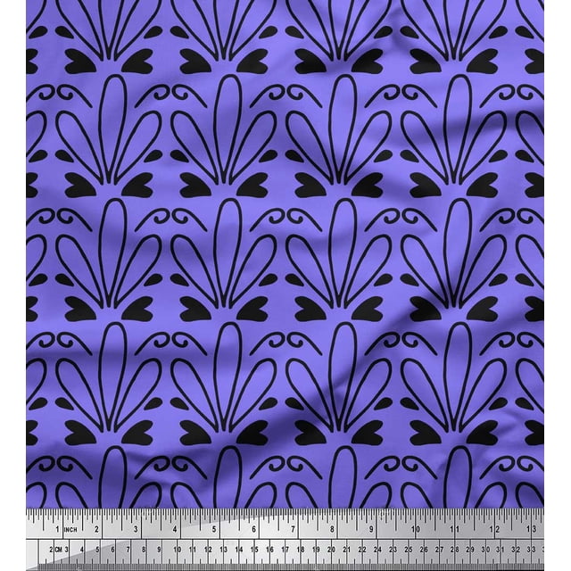 Soimoi Purple Georgette Viscose Fabric Tendril & Abstract Fabric Prints By Yard 42 Inch Wide