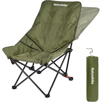 Naturehike Seastar Padded Camping Chair, Oversized 2-Position Adjustable Folding Chair, Portable Camp Chair with Side Pocket & Carry Bag, Green