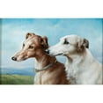 thumbnail image 2 of Carl Reichert 18x13 Black Ornate Wood Framed Double Matted Museum Art Print Titled - Two Greyhounds, 2 of 5