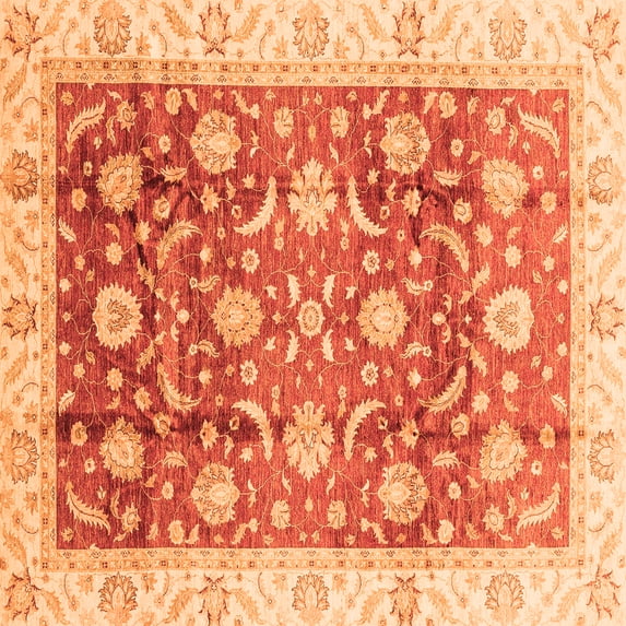 Ahgly Company Indoor Square Oriental Orange Traditional Area Rugs, 5' Square