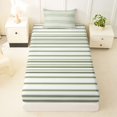 thumbnail image 4 of Castle Fairy Abstract Horizontal Stripe Twin Sheets 3pcs,Minimalist Thin Line Bedding,Olive Mint White,1 Flat Sheet, 1 Fitted Sheet and 1 Pillowcase, 4 of 7