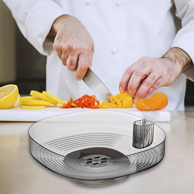 Cuenco decorativo de centro de mesa, frutero escurrible, soporte de almacenamiento de frutas y verduras para decoración del hogar, mostrador de cocina Gris transparente