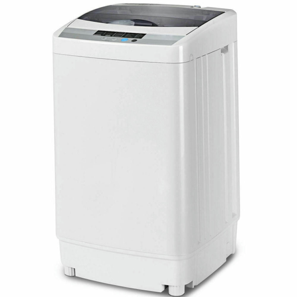Spaco 12 lbs Washing Machine with 8 Water Level Selections and LED Display, Full-automatic Washing Machine with 10 Wash Programs, Washing Machine for Indoor, Gray