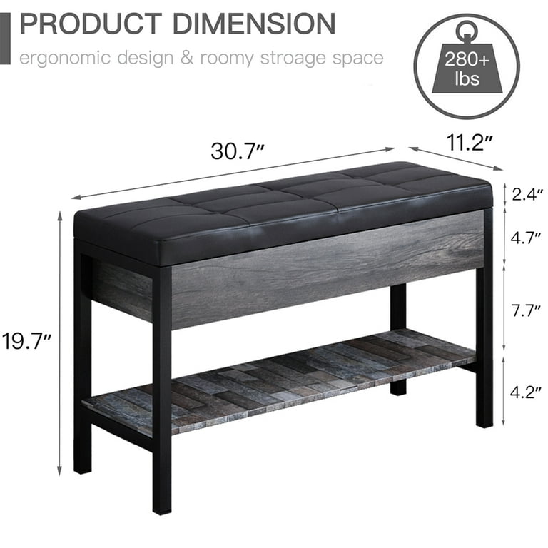 Storage Bench Bedroom HOMEFORT Shoe Bench, Modern Industrial