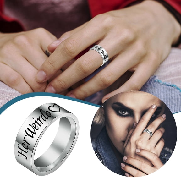 KDSJSXW Rose Gold Ring Simple Titanium Steel Ring Women's Ring Cartoon Cute Jewelry Ring Ring for Women Gold Jewelry Rose Gold Ring(Silver2,6)