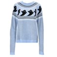 thumbnail image 7 of Halloween Knitted Sweater for Women Cute Ghost Pattern Print Knitted Pullover Sweaters Long Sleeve Crew Neck Jumper Tops (Blue M), 7 of 7