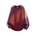 thumbnail image 2 of WTOBBY Men's Round Neck Striped Hoodie, Breathable Lightweight Sporty Casual Jumper with Contrast Striped Design, Relaxed Fit Sweatshirt for Athletic and Everyday Wear,Wine XL, 2 of 4