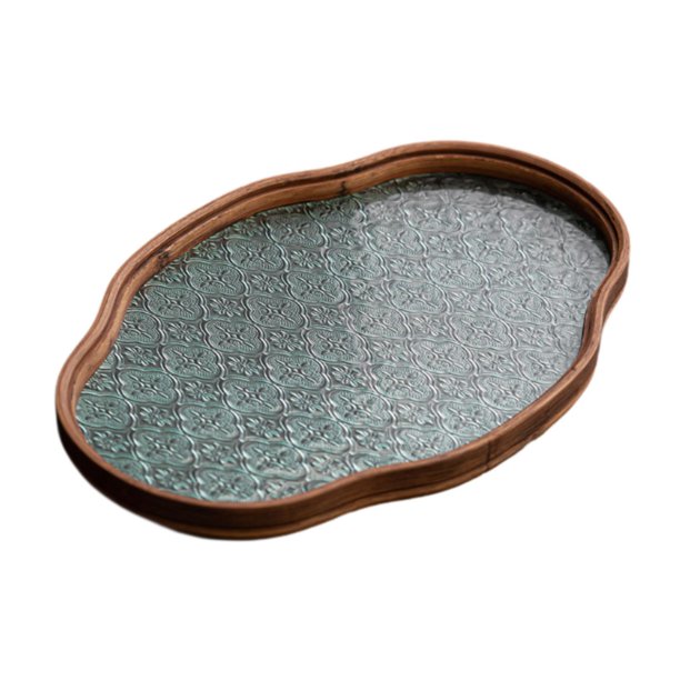 Bandeja de cristal con forma de flor de begonia Bandeja con forma de flor de begonia Bandeja de almacenamiento para platos de té para mesa de café Azul