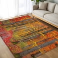 thumbnail image 4 of 6x9 Area Rugs, Red Orange Forest Fall Non-Skid Rubber Backing Large Rectangle Rugs - Living Room Bedroom Home Office, Thanksgiving Tree Maple Leaf Indoor Floor Mat Carpets Washable Rug, 4 of 9