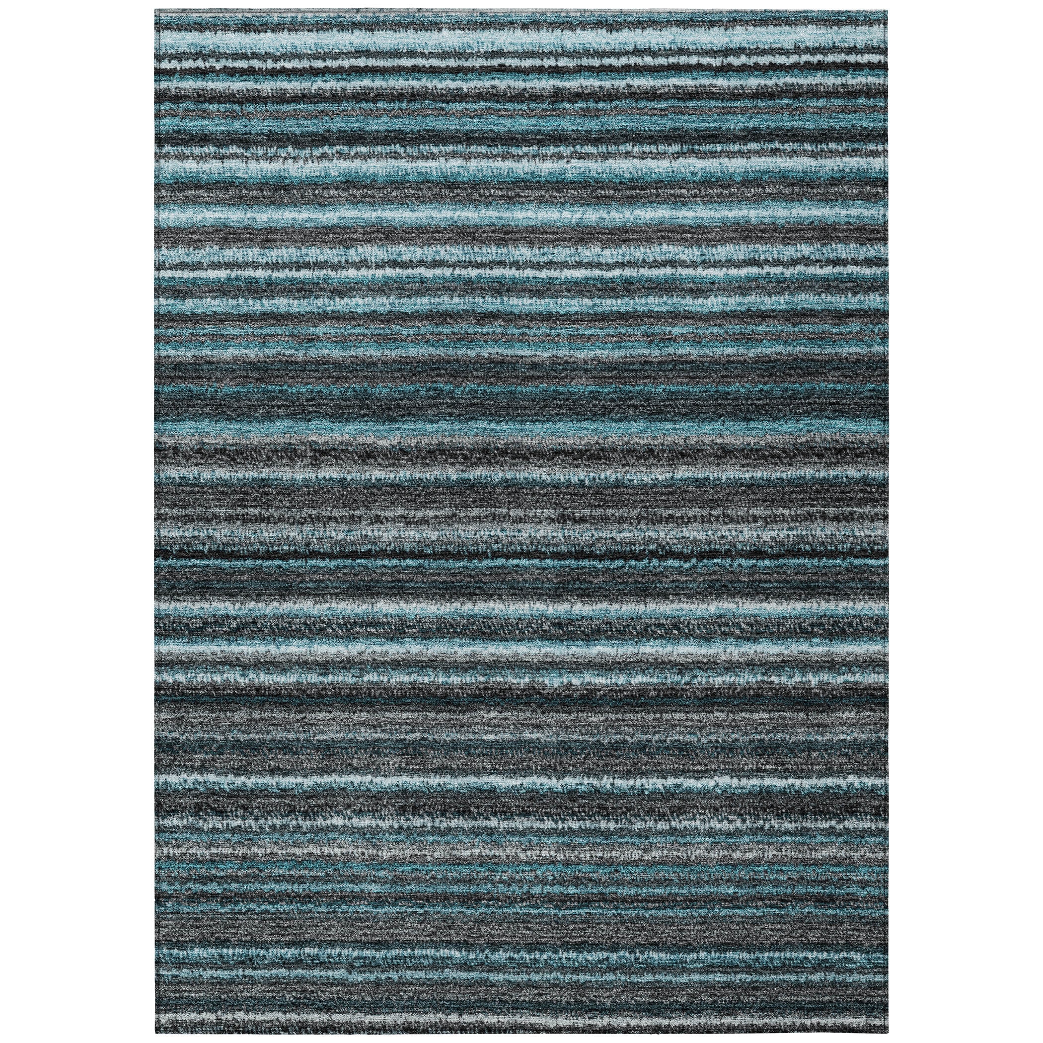 Addison Rugs Chantille Indoor/Outdoor Transitional Stripes Teal Washable Rectangle Rug, 3' x 5'